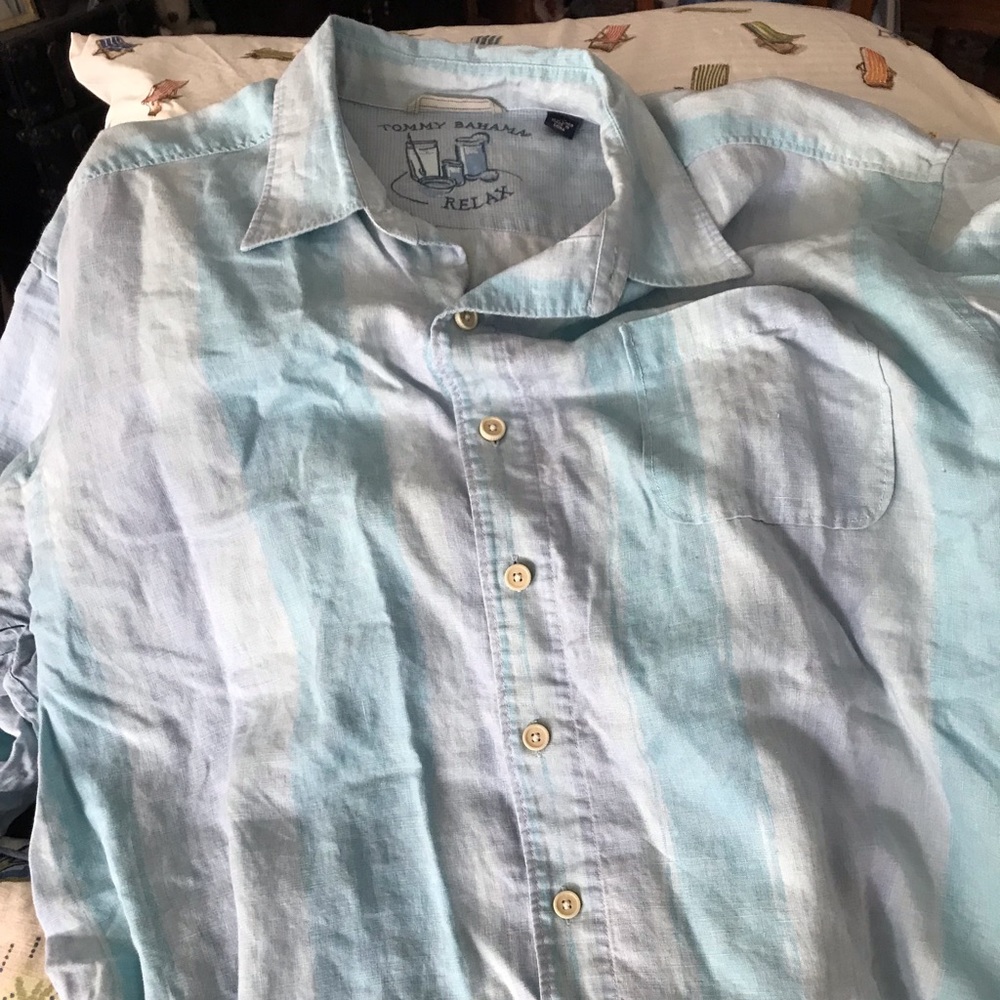 Tommy Bahama, Blue (Striped), Long Sleeve, XX-Large